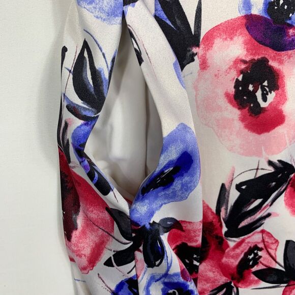 Luxe By Carmen Marc Valvo Dress Womens 16 White Pink Floral Sleeveless - Picture 5 of 8